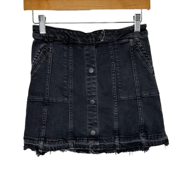 DL1961 ​Girls Jenny Denim Mini Skirt Size 12 Black Released Frayed Hem - Picture 1 of 11